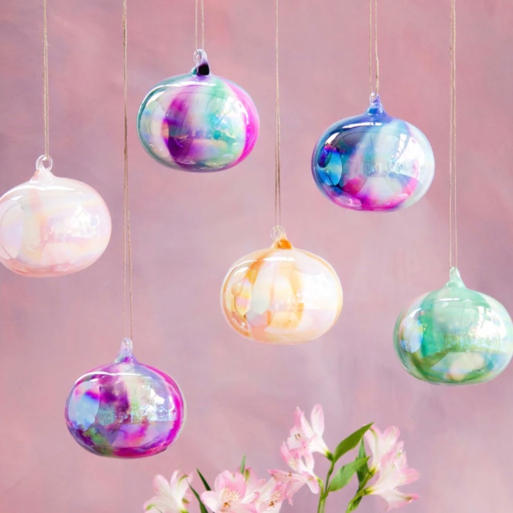 Set of 6 Glitterville Water Color Orb Ornaments